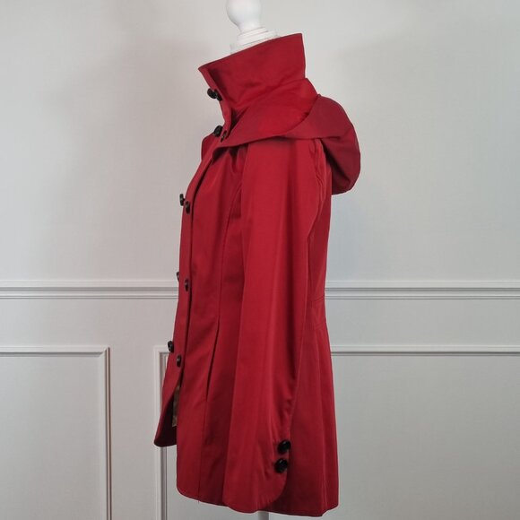 Soia & Kyo Red Short Hooded Trench Coat - Double Breasted - Size M - Picture 3 of 16